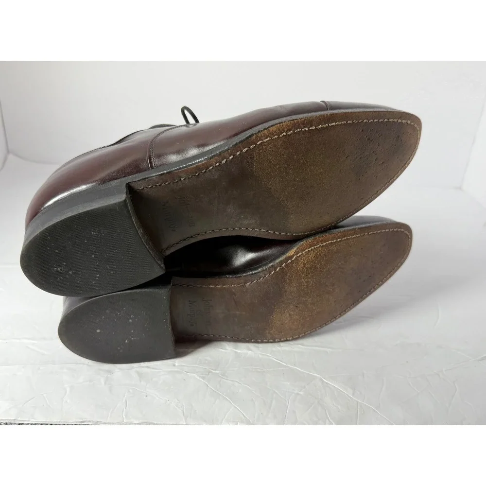 Johnston & Murphy Mens 9 D/B Burgundy Leather Cap Toe Oxford Shoes Made in USA